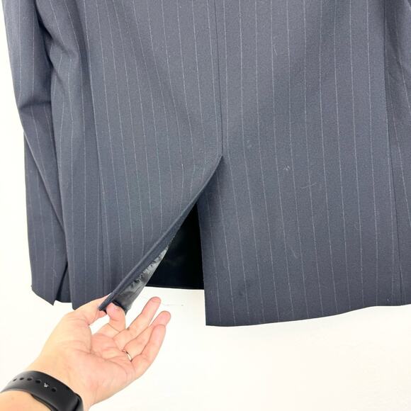 ZARA Man Navy Pinstripe Double Button Blazer Size 36 Office Preppy Formal Career - Picture 10 of 14
